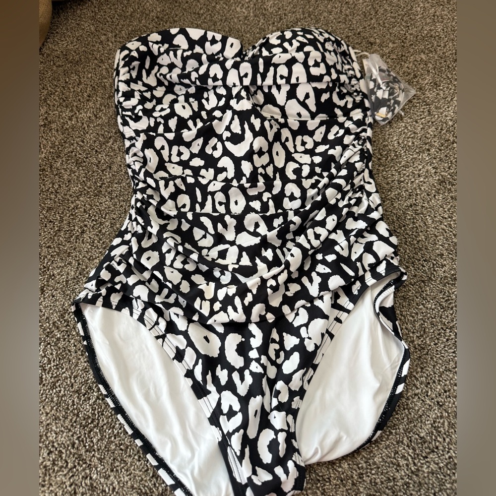 Black and White Animal Print Swimsuit